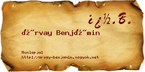 Árvay Benjámin névjegykártya