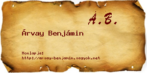 Árvay Benjámin névjegykártya