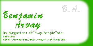 benjamin arvay business card